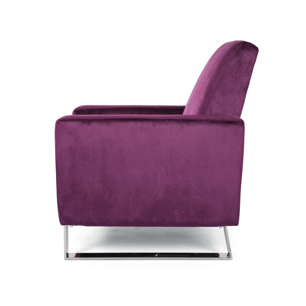English Elm Christopher Knight Home® - Arvin Plush Push-Back Recliner with Stainless Steel Legs — Modern Fabric Comfort for Living Rooms Purple 65272.00NVLTEGGPL
