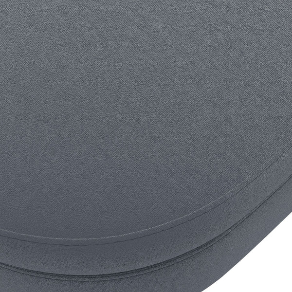 English Elm Ottoman Oval Flannel Storage Bench with Matte Metal Legs for Bedroom or Living Room Dark Gray W487P438628