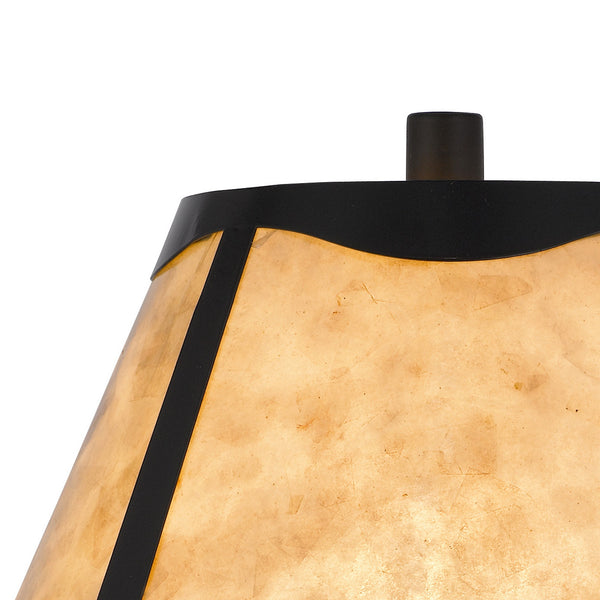English Elm 30 Inch Art Deco Table Lamp with Mica Shade Rubberwood Base and Three Way Switch B056P215244