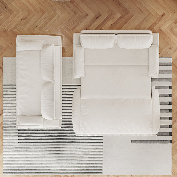 English Elm 73.2"Queen Convertible Sleeper Sofa Bed - Stylish 3-In-1 Velvet Loveseat For Small Spaces, Beige/White W1885S00227