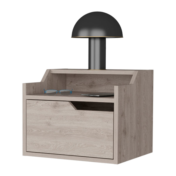 English Elm Florence Wall-Mounted Floating Nightstand with Drawer, Dual Shelves, Modern Storage in 5 Finishes B128P148916