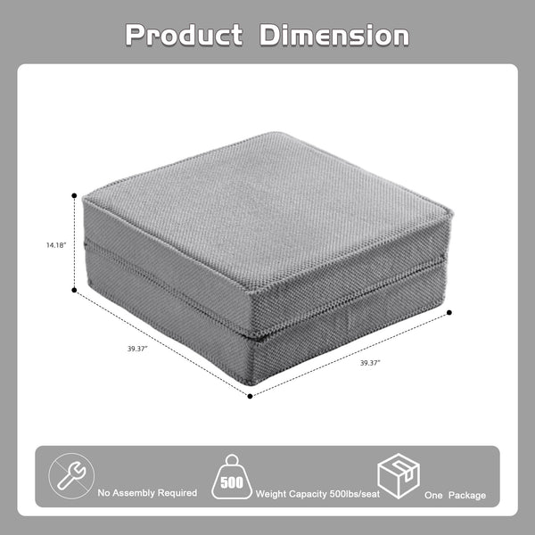 English Elm Compression Mahjong Floor Sofa Bed - Versatile Modular Design, Soft Circle Fleece, No Assembly Needed! W3723P377155