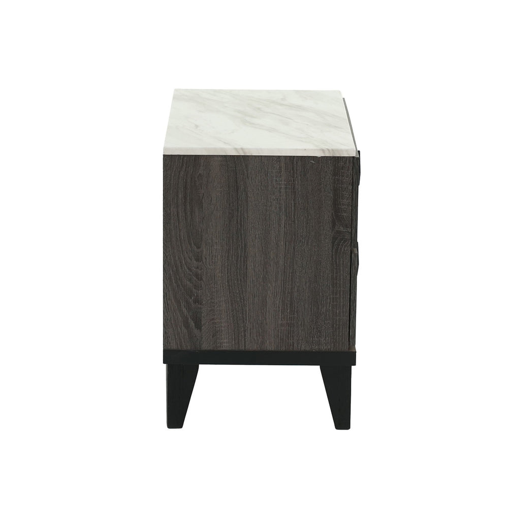 English Elm Two-tone Mid-Century Nightstand with 2 Drawers, Color-Blocked Design, Rhombic Pulls & Spacious Top Grey B016P251325
