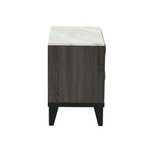 English Elm Two-tone Mid-Century Nightstand with 2 Drawers, Color-Blocked Design, Rhombic Pulls & Spacious Top Grey B016P251325