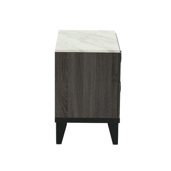 English Elm Two-tone Mid-Century Nightstand with 2 Drawers, Color-Blocked Design, Rhombic Pulls & Spacious Top Grey B016P251325