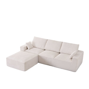 English Elm Boneless U-Shaped Modular Cloud Couch Sofa – Plush Corduroy Sleeper With No Assembly Needed! W3401S00005