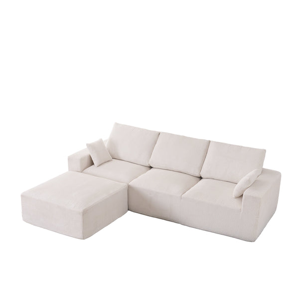English Elm Boneless U-Shaped Modular Cloud Couch Sofa – Plush Corduroy Sleeper With No Assembly Needed! W3401S00005