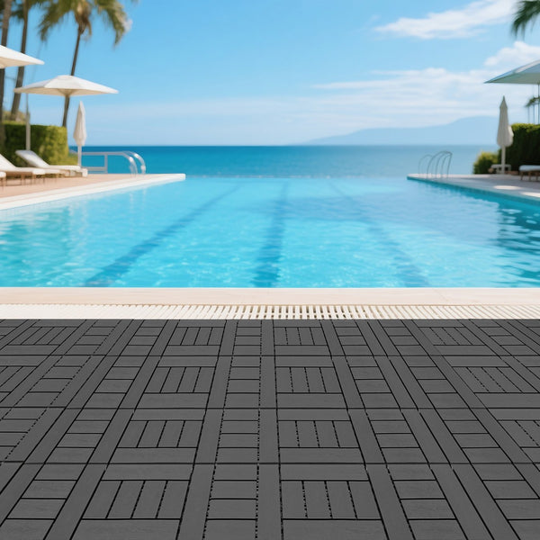English Elm Plastic Interlocking Patio Tiles Waterproof Pp Grid 44 Pack Outdoor Pool Deck W3022P251847