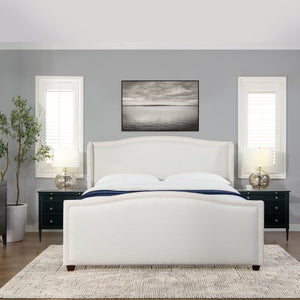 English Elm Carmen Wingback King Bed Polyester Upholstered Shelter Headboard Traditional Bedroom B2719P238234