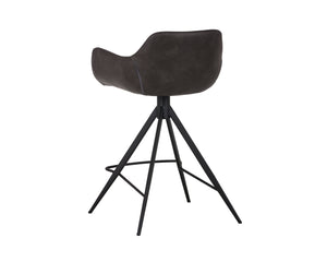 Sunpan Owen Modern Swivel Counter Stool in Town Grey Faux Leather with Black Iron Legs - Urban Elegance