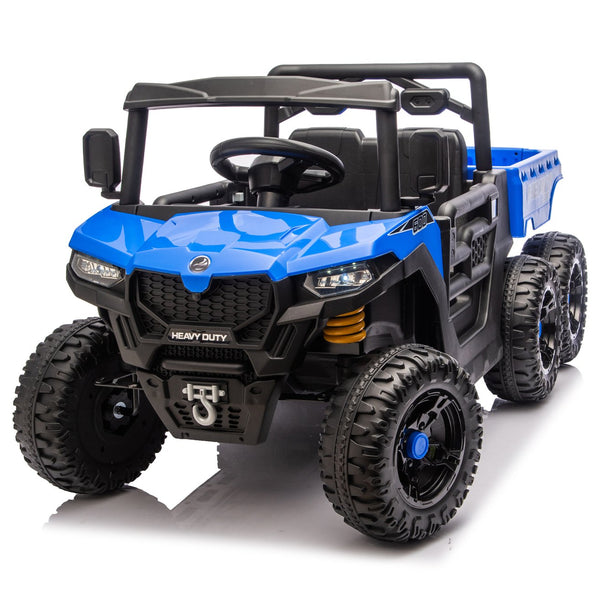 English Elm 24v 400w Six Wheel Kids Electric Dump Truck 4wd Remote Control Ride on Toy Blue W1578P353179