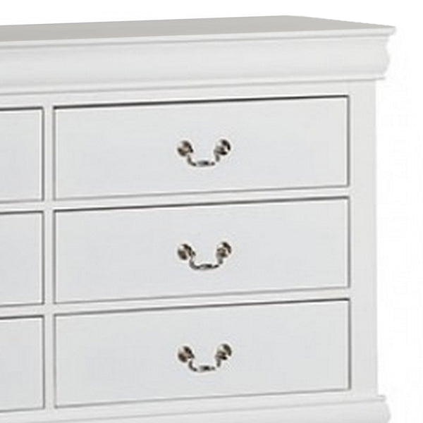 English Elm Ryla Six Drawer Wide Dresser Solid Wood White Finish Nickel Handles Bedroom Storage B056P416910