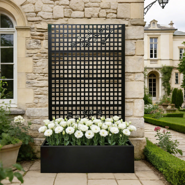 English Elm Metal Raised Garden Bed with Integrated Trellis for Patio Privacy and Climbing Plants W1586P455883