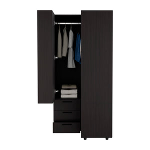 English Elm Ursine Corner Armoire Black — Space-Saving Engineered Wood Wardrobe with Multiple Compartments, Durable Elegance B092S00296