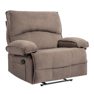 English Elm Oversized Velvet Push-Back Recliner Chair Sofa with Massage Pillow, Super Soft Fleece Comfort and Easy Assembly Brown W1403S00004