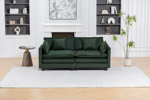 English Elm Modern Chenille Sectional Sofa with Chaise Lounge Solid Wood Frame Living Room Seating Antique Green W2530P463111