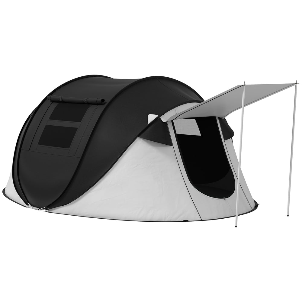 English Elm Outsunny Instant Pop up Camping Tent with Porch Vestibule Waterproof 3 Person Dome Black W2225P200772