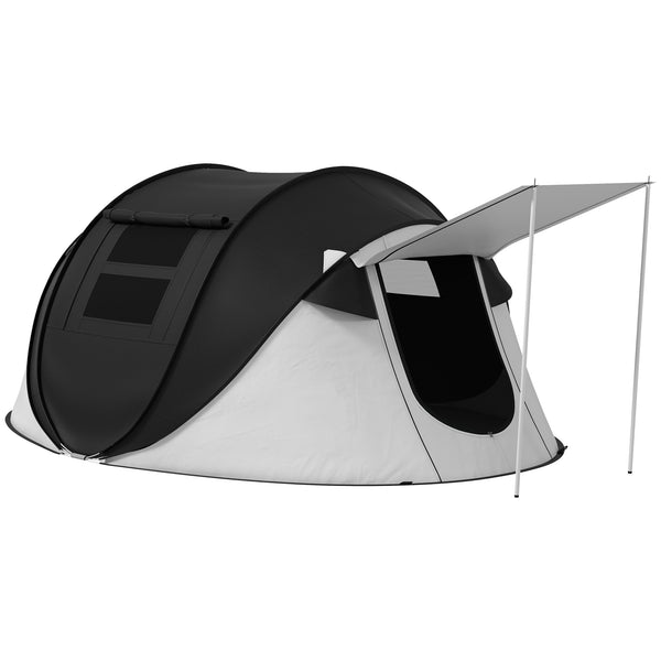 English Elm Outsunny Instant Pop up Camping Tent with Porch Vestibule Waterproof 3 Person Dome Black W2225P200772