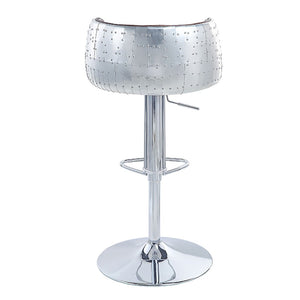 English Elm Vintage Adjustable Swivel Stool In Brown Leather & Aluminum - Stylish Comfort For Home & Bar B062P189159-GIGA
