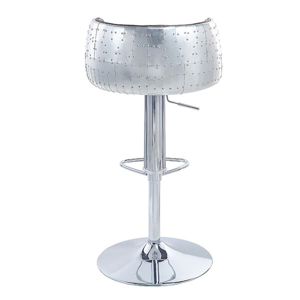 English Elm Vintage Adjustable Swivel Stool In Brown Leather & Aluminum - Stylish Comfort For Home & Bar B062P189159-GIGA