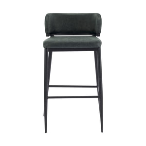 English Elm Christopher Knight Home® - Metal Industrial Leathaire Barstool Set of 2 with Comfortable Seat, Footrest, Non‑Slip Feet, Durable Frame Dark Green N771P247188L