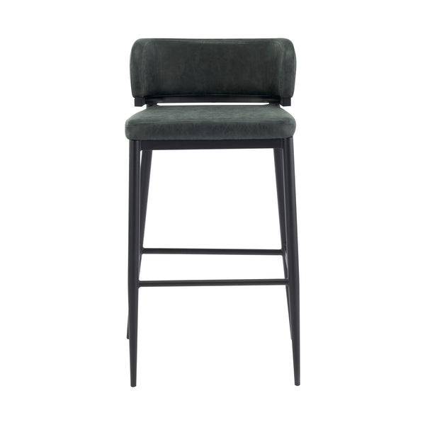 English Elm Christopher Knight Home® - Metal Industrial Leathaire Barstool Set of 2 with Comfortable Seat, Footrest, Non‑Slip Feet, Durable Frame Dark Green N771P247188L