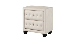 English Elm Encore Modern Style 4Pc Queen Bedroom Set - Tufted Upholstered Bed With Dresser & Nightstand In Beige B009S01708