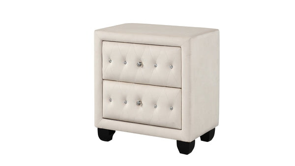 English Elm Encore Modern Tufted Upholstered Queen 4Pc Bedroom Set - Elegant Beige Wood Design & Storage Solutions B009S01709