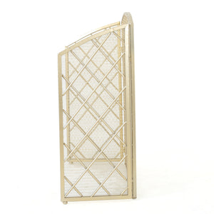 English Elm Christopher Knight Home® - FIRE Amiyah 3-Panel Iron Fireplace Screen - Decorative Protective Mesh Shield for Hearth Safety and Style Gold 61127.00GLD