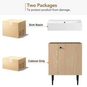 English Elm 21.6" Wood Left Side Storage Bathroom Vanity with Ceramic Sink, Soft-Close Door, Gold Handles, Modern SV000007AAD