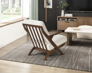 English Elm Mid-Century modern accent chair with solid rubberwood frame, chenille upholstery, plush seat comfort Beige,Brown 45 L x 25.5 W x 14.5 H B011P347866