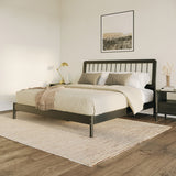 Spindle Midcentury Modern Solid Wood King Bed Black CMAB8BBL Walker Edison