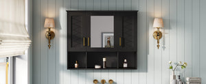 English Elm 35 Inch Wall Mount Medicine Cabinet Soft Close Mirror Storage for Modern Bathroom Black N710P389453B