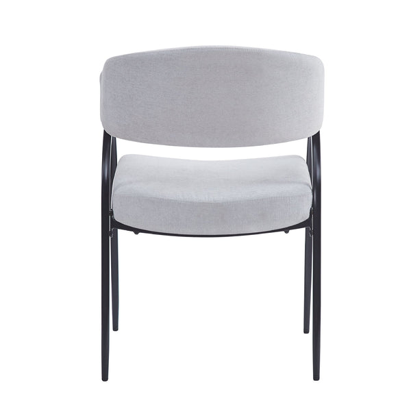 English Elm Upholstered Gray Fabric Dining Chair Set of Two with Sleek Metal Legs Modern Style N768P184752L