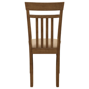 English Elm Liandra Chestnut 5-Piece Dining Set with Slat Back Chairs, Hardwood Veneer, Beige Upholstery Elegance B062P345390