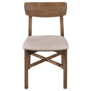 English Elm Perkins Rectangular Dining Set with Embossed Detail and Upholstered Chairs for Four Natural Walnut B062S01627