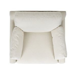 English Elm Jennifer Taylor Home - Pasadena Modern Farmhouse Accent Arm Chair 36" Flax White Linen, Rubberwood Base, Removable Cushions B2719P358855