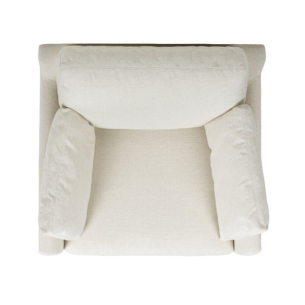 English Elm Jennifer Taylor Home - Pasadena Modern Farmhouse Accent Arm Chair 36" Flax White Linen, Rubberwood Base, Removable Cushions B2719P358855