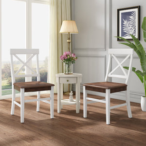 Christopher Knight Home® - Noble House - Roshan Farmhouse Walnut Finish Acacia Wood Dining Chairs with White Finish Frame