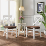 Christopher Knight Home® Roshan Farmhouse Walnut Finish Acacia Wood Dining Chairs with White Finish Frame