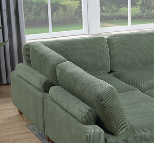 English Elm Contemporary Sage 6-Piece Modular Sectional Set - Stylish Corduroy Couch With Adjustable Headrests B011S01160