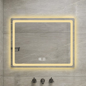 English Elm 36 LED Single Bathroom Vanity Mirror 23x31 Matte White Aluminum Wall-Mount with Anti-Fog Heater and High-Lumen Waterproof Lights W2026P203669