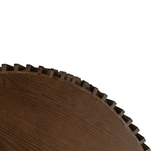 English Elm Vintage Cylindrical Nesting Coffee Table Set, Textured Embossed Wood Accent Tables for Living Room Dark Brown W757P195739