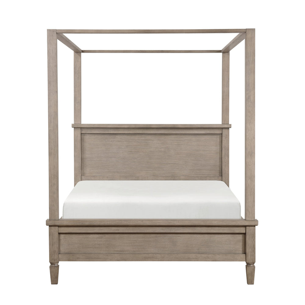English Elm White Solid Wood Eastern King Bed with Raised Panel Headboard for Classic Bedrooms B011S02474