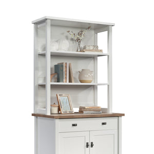 English Elm Library Hutch - Modern White Storage Solution With Open Shelving For Books And Décor, Easy Assembly B356P367898