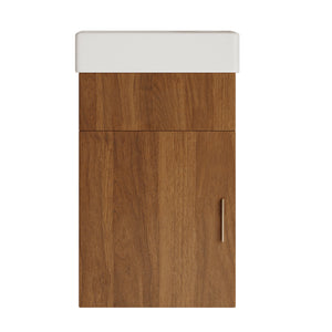 English Elm 16.5 Inch Floating Bathroom Vanity Wall Mounted Ceramic Basin Soft Close Door W3136S00033