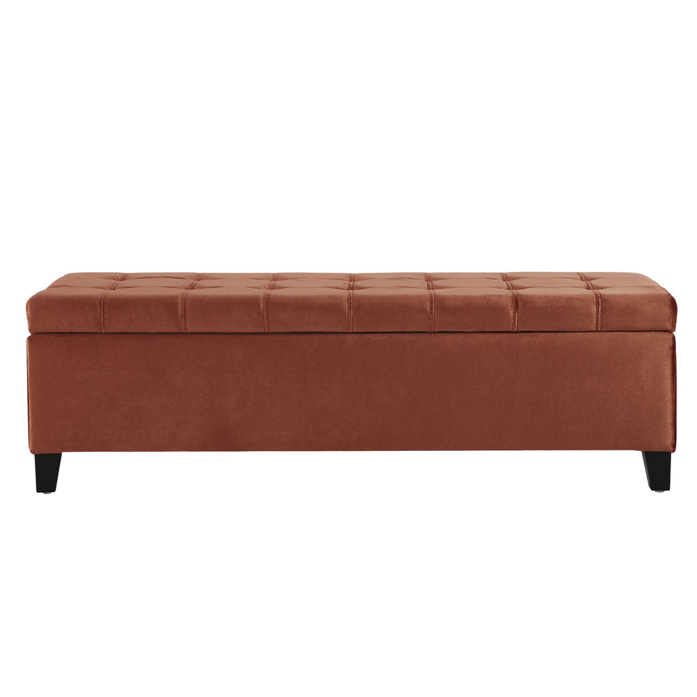 English Elm Christopher Knight Home® - Storage Ottoman with Velvet Upholstery and Birch Legs — 50.5" Rectangular Bench with Hidden Storage, Multiroom Use Blush N778P185125B