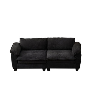 English Elm Living Room Chenille Loveseat with Pocket Coil Cushions and Washable Covers Seats Two Black W1097S00238