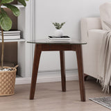 Christopher Knight Home® - Noble House - Wasco Mid-Century Modern End Table With Glass Top, Walnut