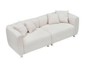 English Elm 89 Inch Lambswool Three Seat Sofa Solid Wood Frame with Metal Legs for Living Room W1658P328917